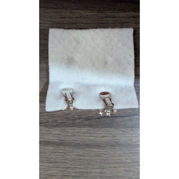 Vintage Rhinestone Starburst Clip-On Earrings Sparkling Statement Pair - Picture 5 of 5